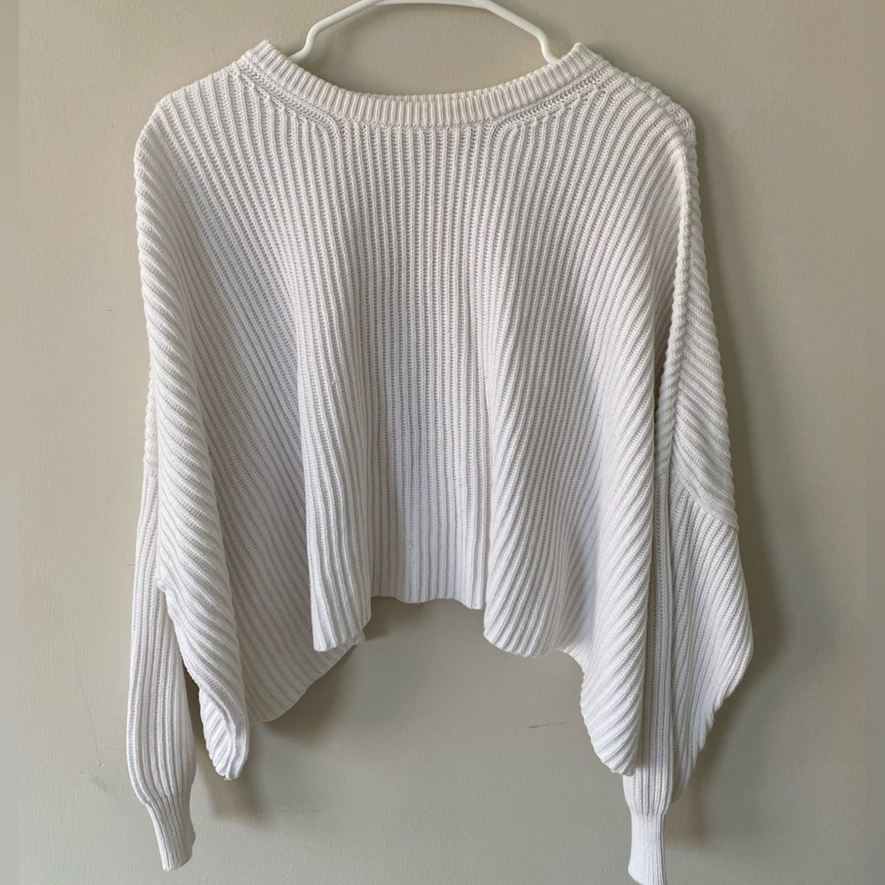 Free People oversized cropped white sweater
